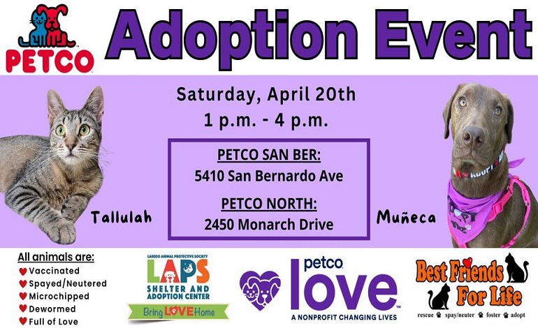 Día de Adopción de Mascotas en Petco, Norte de Laredo
