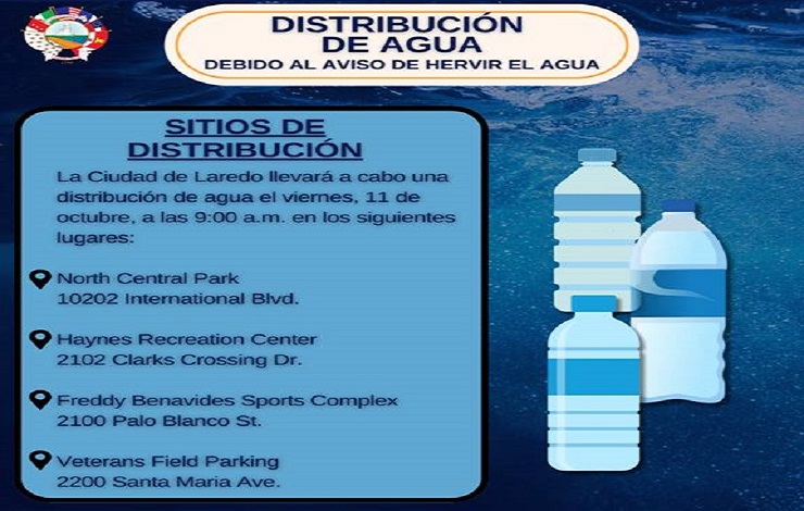 La Ciudad de Laredo distribuirá agua embotellada tras el aviso de hervir el agua