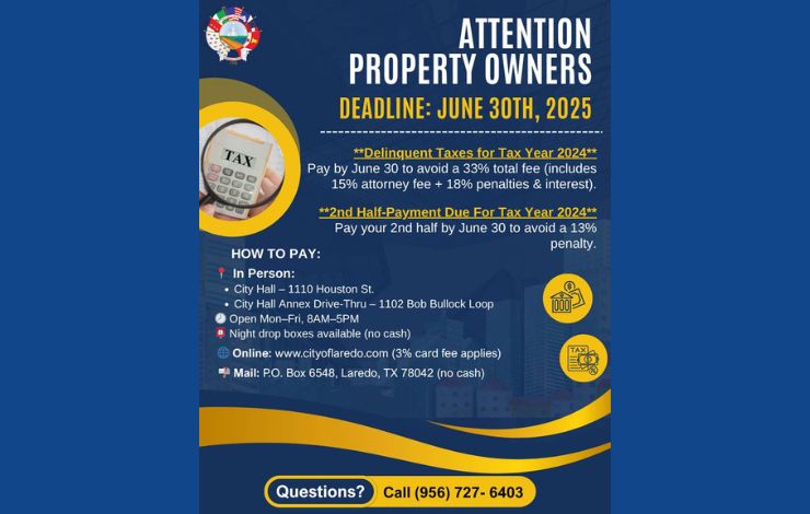 Ciudad de Laredo recuerda fecha límite del 30 de junio para pagar impuesto predial sin recargos