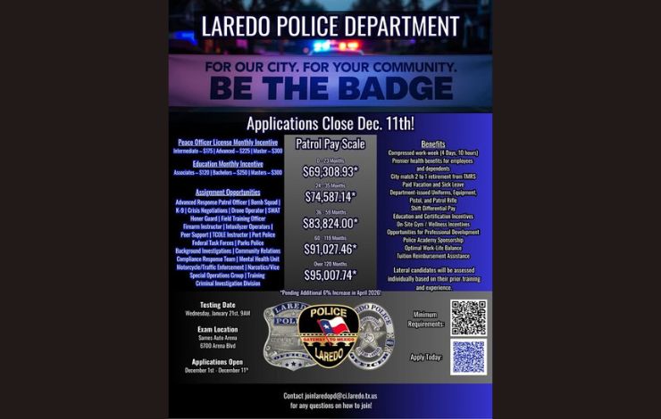 Laredo Police abre vacantes para nuevos oficiales
