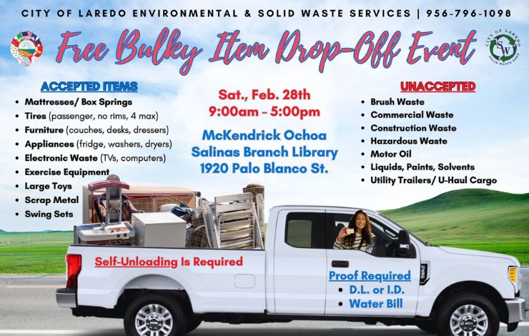Evento gratuito para desechar artículos voluminosos en Laredo este 28 de febrero